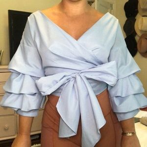 Pretty Little Thing Puff Sleeve wrap top!